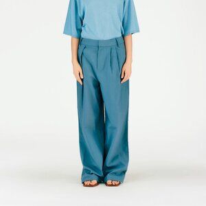 Tibi Stella Blue Grey Fluid Suiting Pant
